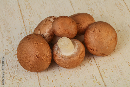 Raw Brown Champignons over background