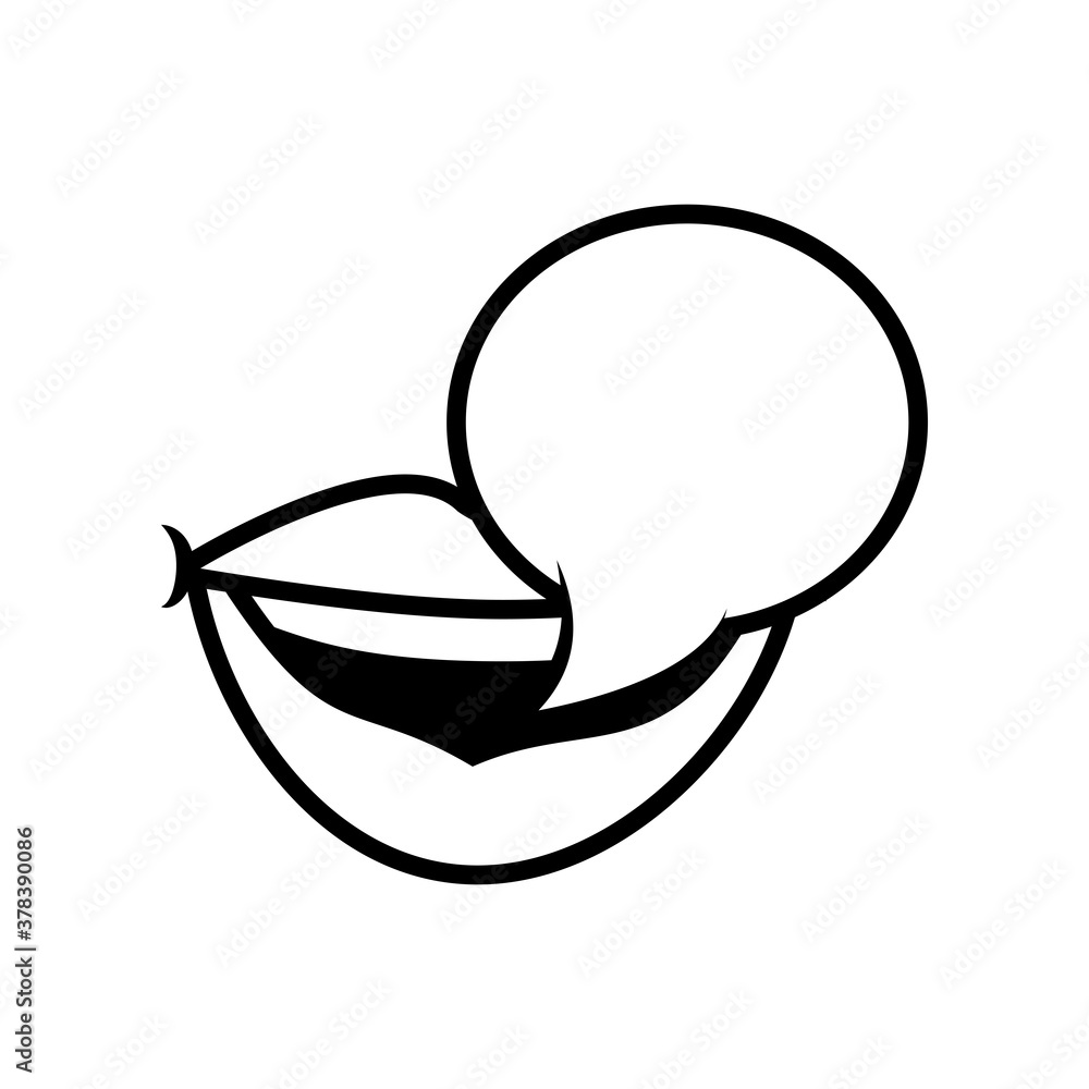 Pop art mouth with speech bubble line style icon