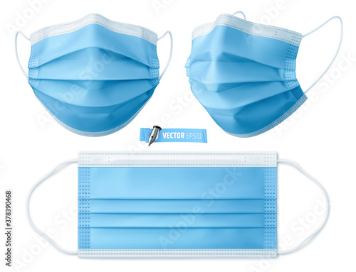 Masques chirurgicaux vectoriels sur fond blanc