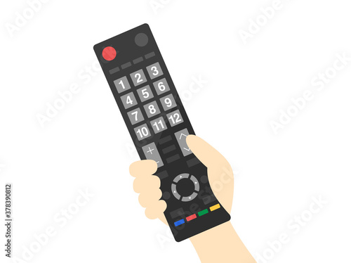 テレビリモコンを持つイラスト
