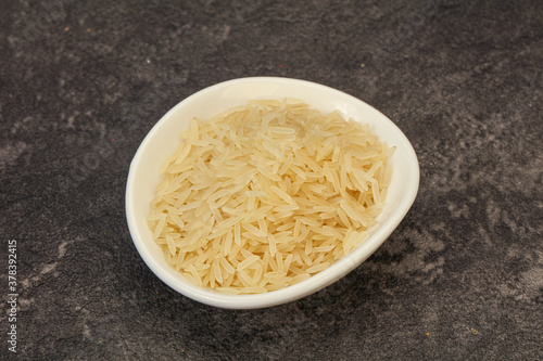 Raw basmati rice in the bowl