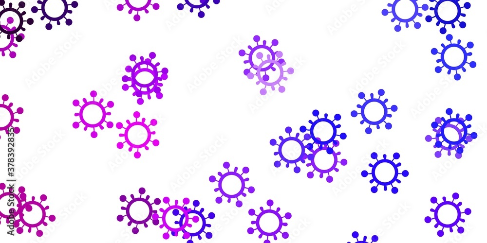 Light purple, pink vector pattern with coronavirus elements.