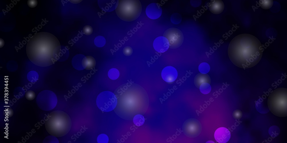 Dark Purple, Pink vector backdrop with circles, stars. Abstract design in gradient style with bubbles, stars. Pattern for wallpapers, curtains. Dark Purple, Pink vector backdrop with circles, stars. Abstract design in gradient style with bubbles, stars. Pattern for wallpapers, curtains.