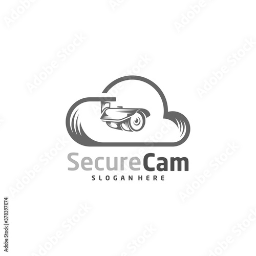 CCTV Camera with Cloud Logo Design Vector Template, Logo Concept, Symbol, Icon