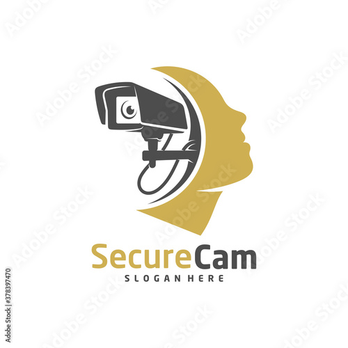 CCTV Camera With People Head Logo Design Vector Template, Logo Concept, Symbol, Icon