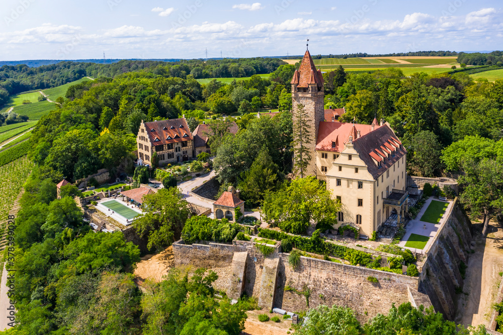 Germany, Baden-Wurttemberg, Brackenheim, Helicopter view of Schloss StocksbergÔøΩin summer Germany, Baden-Wurttemberg, Brackenheim, Helicopter view of Schloss StocksbergÔøΩin summer