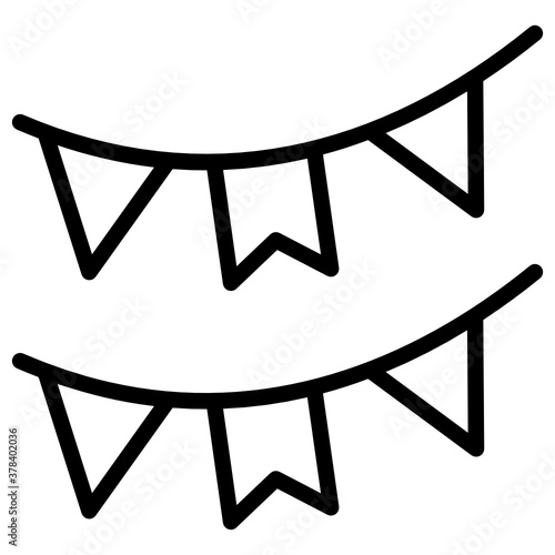 
Buntings for party decorations, garlands filled icon
