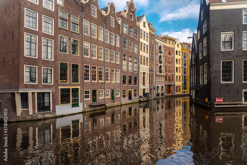 Netherlands, North Holland, Amsterdam, Historic houses along canal in Binnenstad