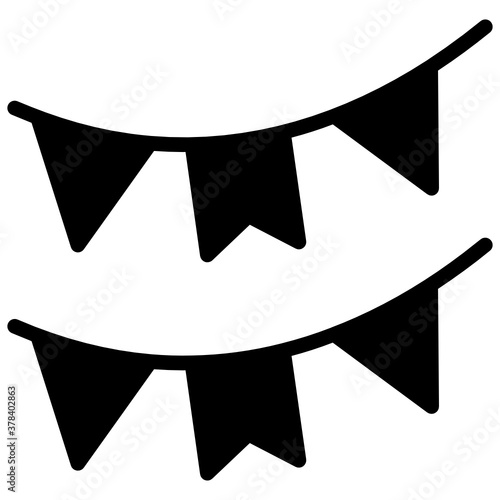 
Buntings for party decorations, garlands filled icon
