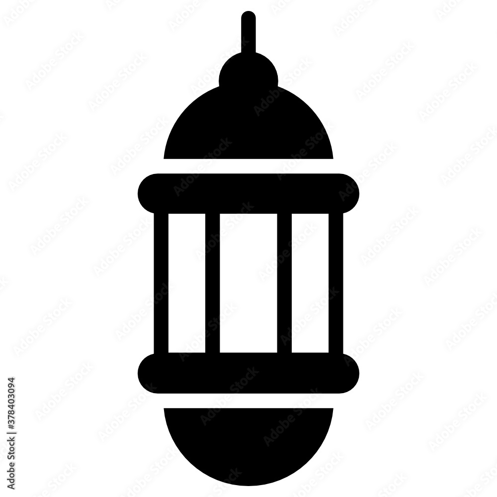 
Vector arabic lamp, solid icon of islamic lantern 
