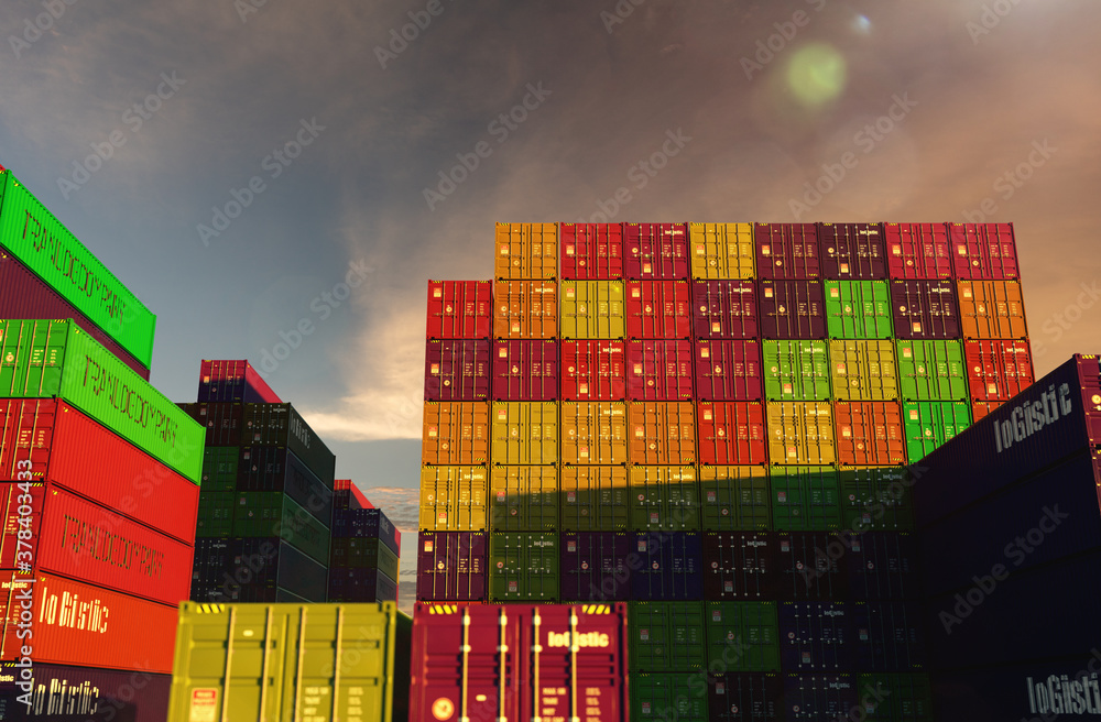 Fototapeta premium shipping containers at evening 
