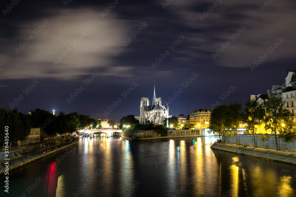 Notre Dame Cathedral by night, Paris