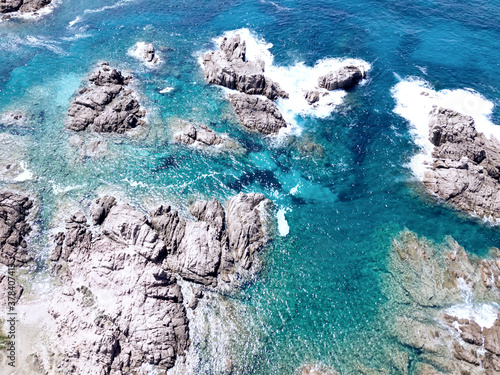 Aerial view from a drone of Costa Smeralda, Sardinia, Italy