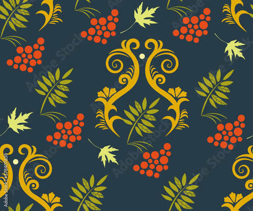 Vector autumn leaves seamless pattern. Creative background with leafs