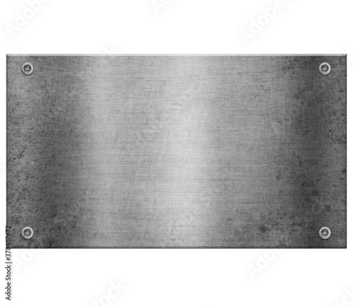 Steel plate texture. Old metal background with rivets isolated on white.3d illustration.