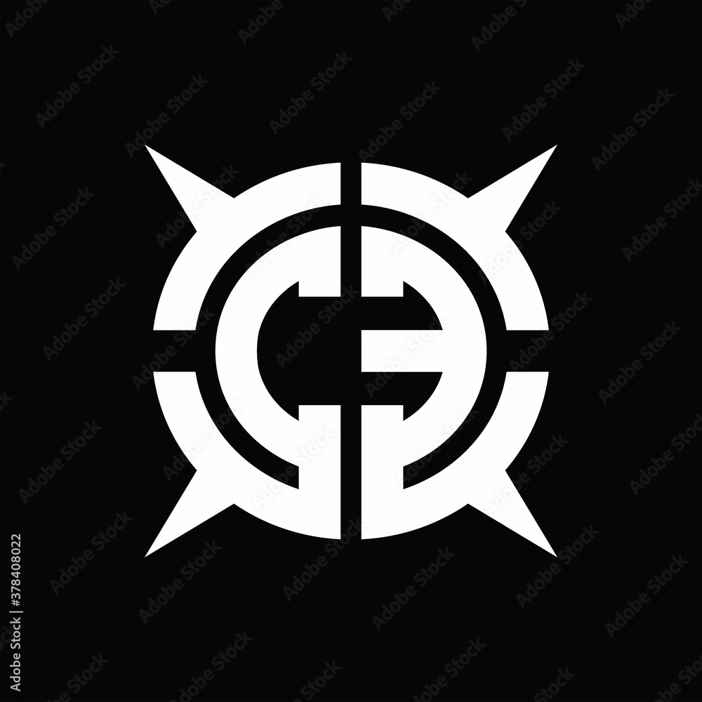 CE Logo monogram with four pieces circle slice design template CE Logo monogram with four pieces circle slice design template