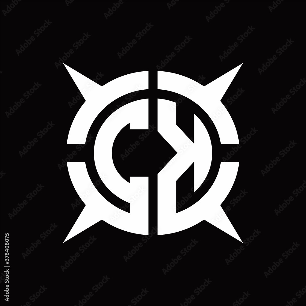 CK Logo monogram with four pieces circle slice design template CK Logo monogram with four pieces circle slice design template