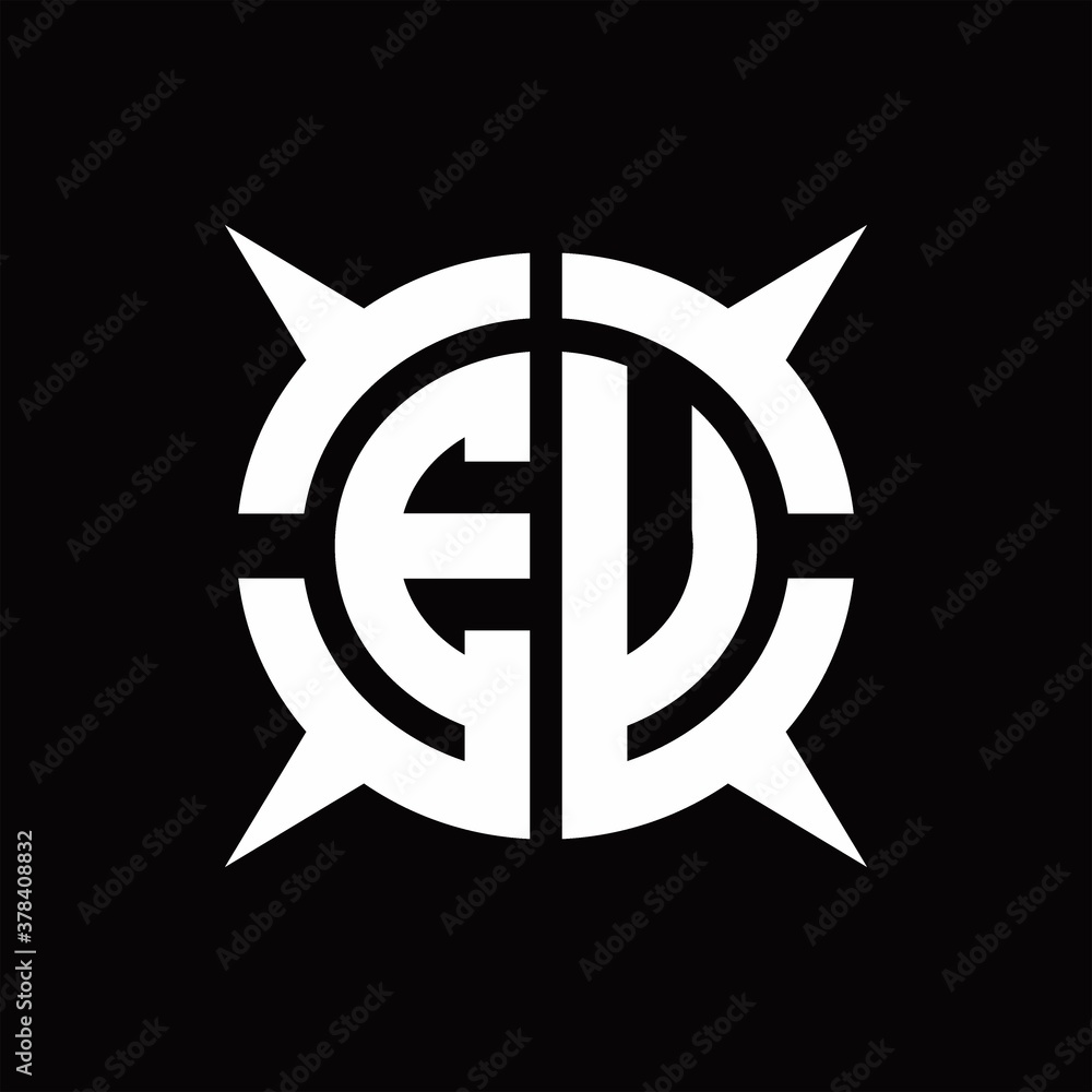 EU Logo monogram with four pieces circle slice design template EU Logo monogram with four pieces circle slice design template