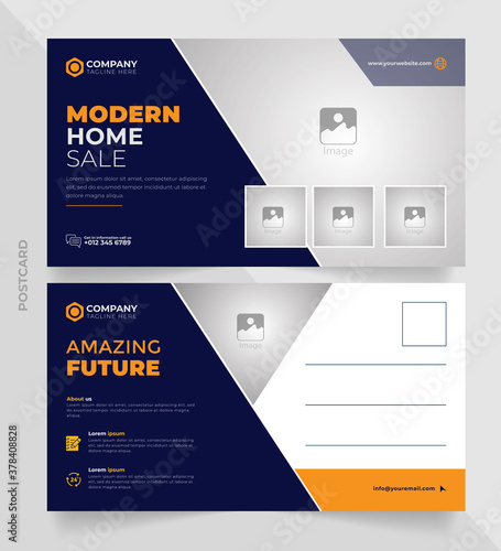 modern real estate postcard design template for vector design