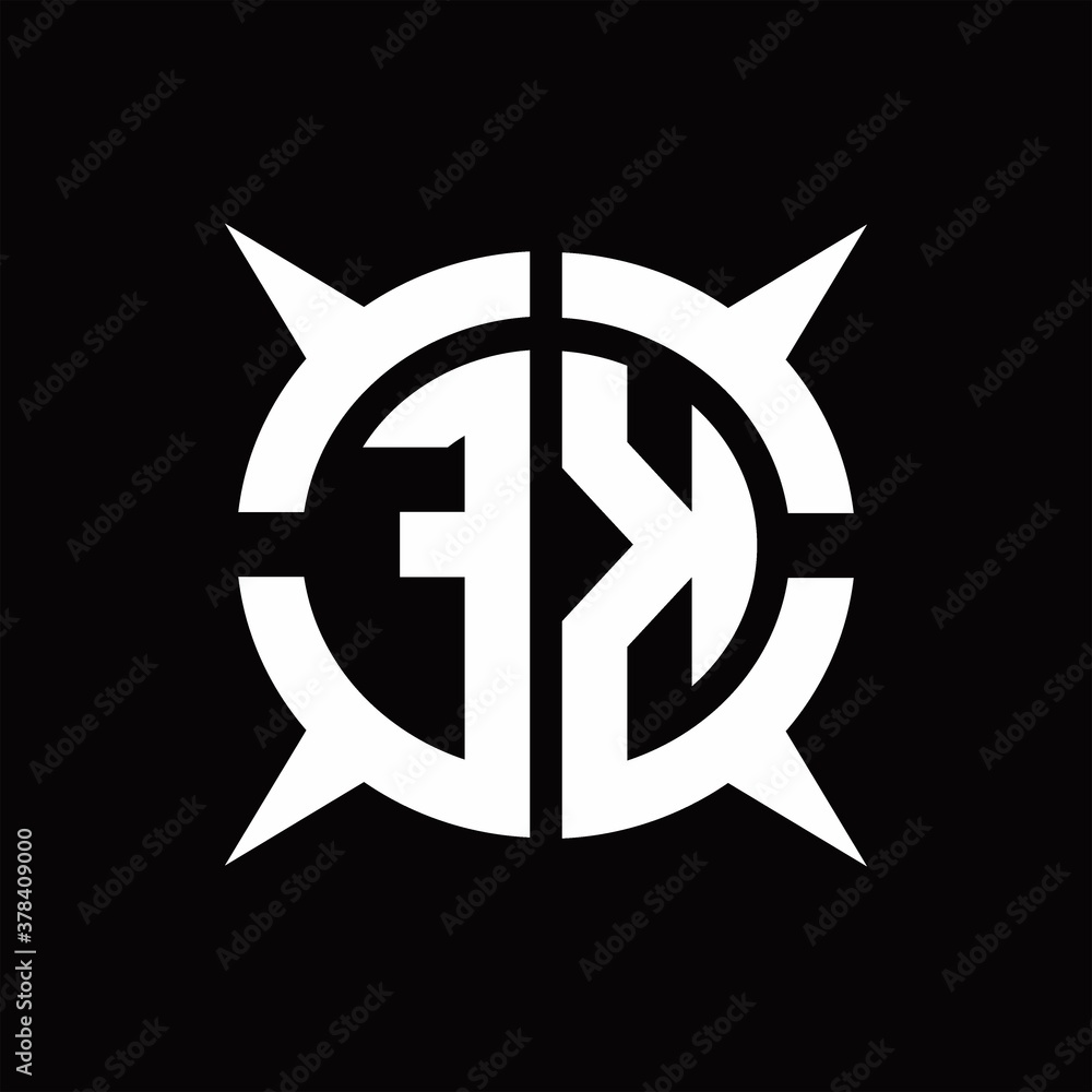 FK Logo monogram with four pieces circle slice design template FK Logo monogram with four pieces circle slice design template