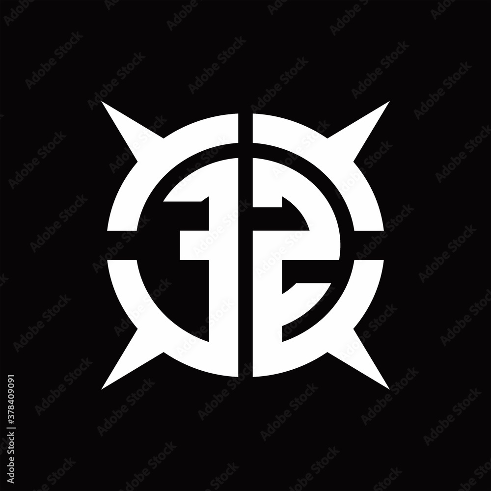 FZ Logo monogram with four pieces circle slice design template FZ Logo monogram with four pieces circle slice design template