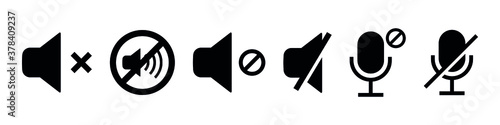 Microphone Off, Audio speaker mute icon
