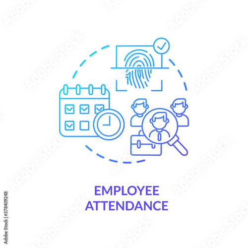 Employee attendance concept icon. Simple biometrics usage in everyday life. Smart futuristic scanning system ideas idea thin line illustration. Vector isolated outline RGB color drawing