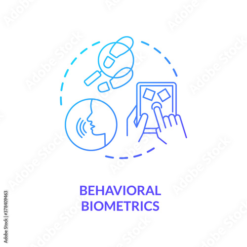 Behavioral biometrics concept icon. Scanning behaviour pattern. Speech recognition devices. Biometrics types ideas idea thin line illustration. Vector isolated outline RGB color drawing