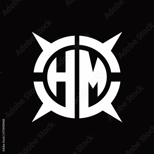 HM Logo monogram with four pieces circle slice design template