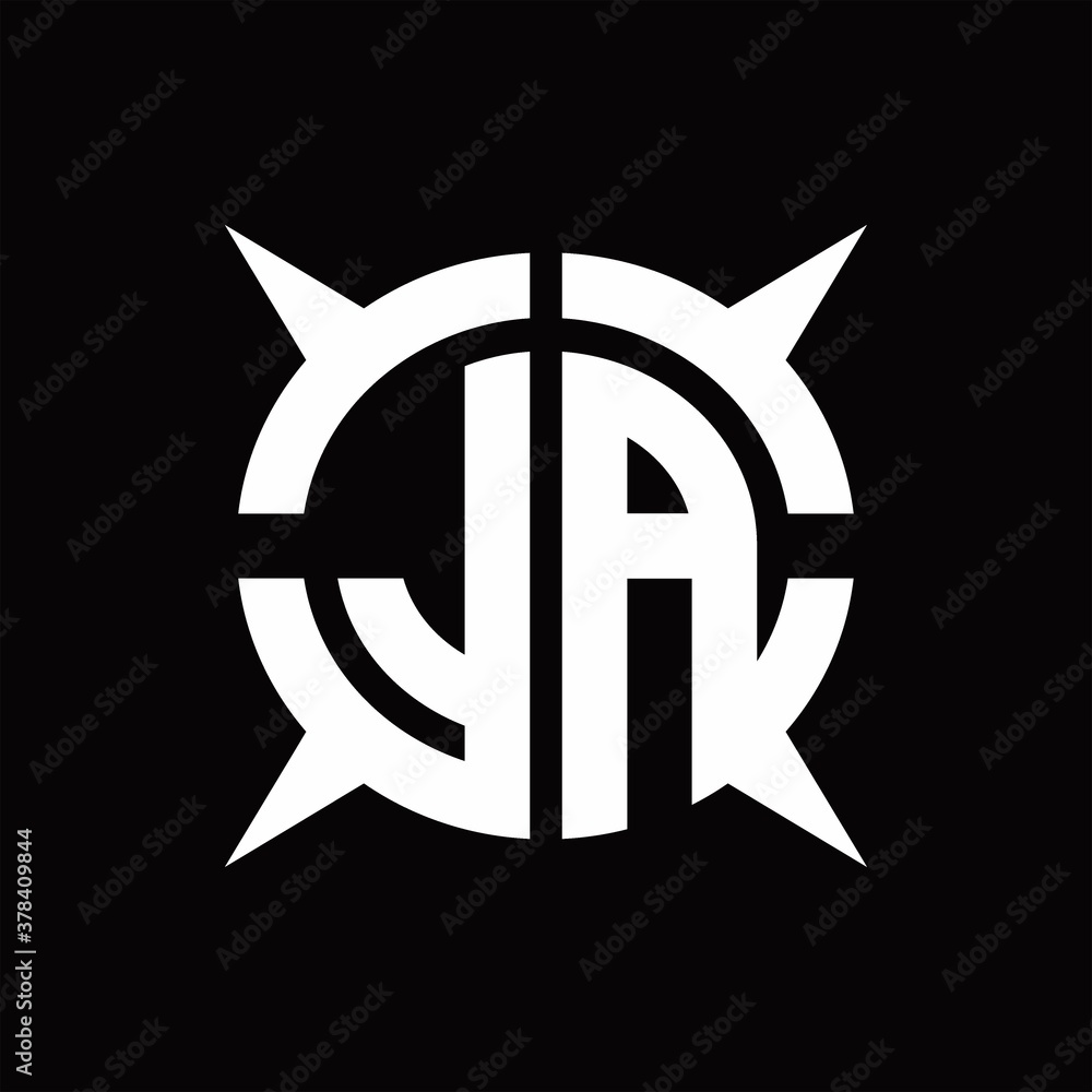 JA Logo monogram with four pieces circle slice design template JA Logo monogram with four pieces circle slice design template