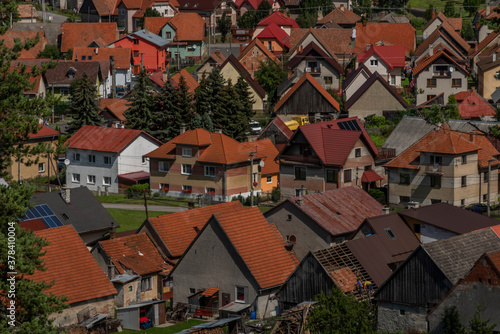 Fototapeta Naklejka Na Ścianę i Meble -  Vazec village view under Vysoke Tatry mountains in sunny summer day