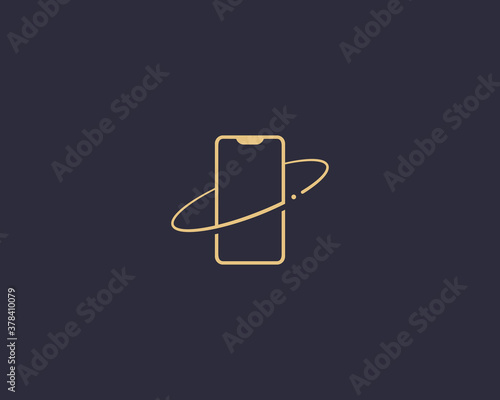 Mobile phone logo vector. Premium minimalistic concept refresh update repair security mobile phone application logotype sign icon. Luxury smartphone pictogram on red background.