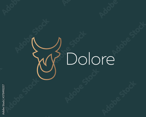 Bull taurus vector logo. Bull head horns line vector emblem sign symbol mark. Abstract cow steak premium logotype design.