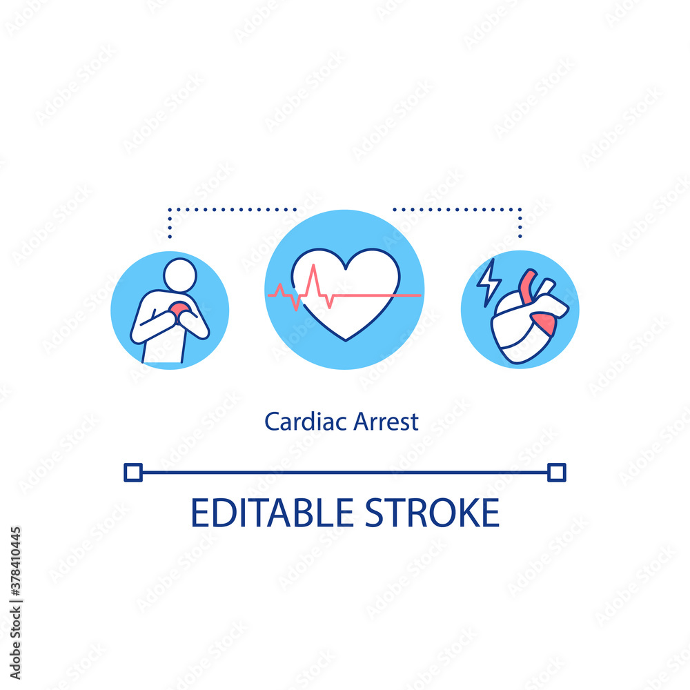 Vetor de Cardiac arrest concept icon. Cardiopulmonary risk. Heart ...