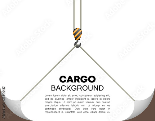 cargo crane raises the edge of the banner, illustration