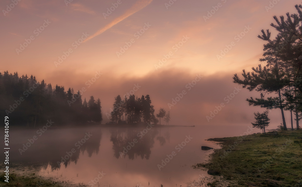 Mystical light in the early morning. Landscape with Shiroka polyana (Wide meadow) Rodophe mountain. Bulgaria Mystical light in the early morning. Landscape with Shiroka polyana (Wide meadow) Rodophe mountain. Bulgaria