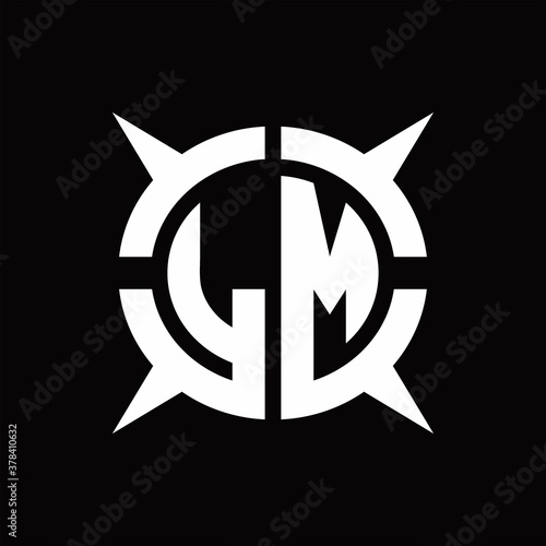 LM Logo monogram with four pieces circle slice design template