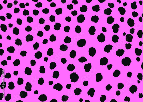 Leopard spots pattern design, pink and black vector illustration background. wildlife fur skin design illustration