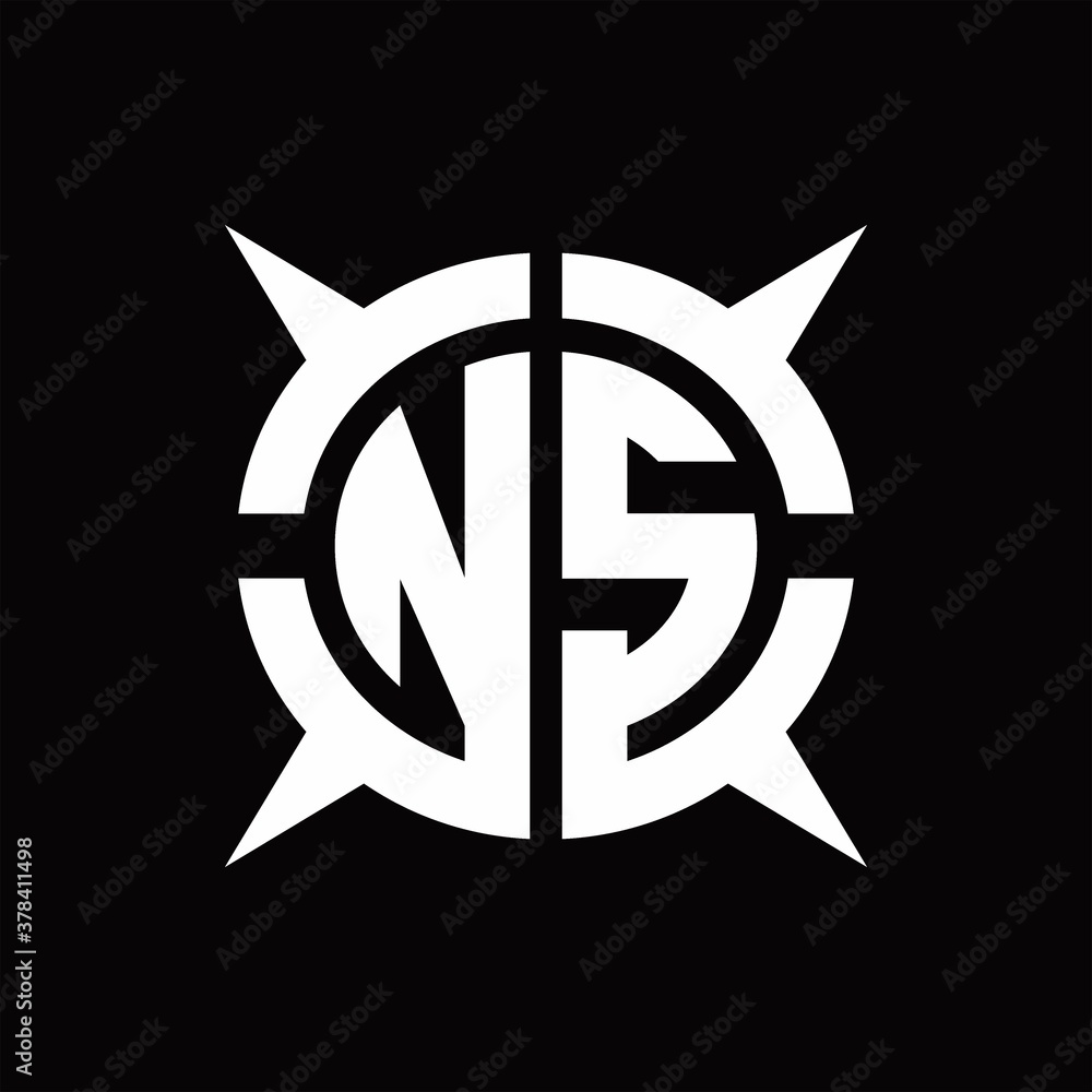 NS Logo monogram with four pieces circle slice design template NS Logo monogram with four pieces circle slice design template