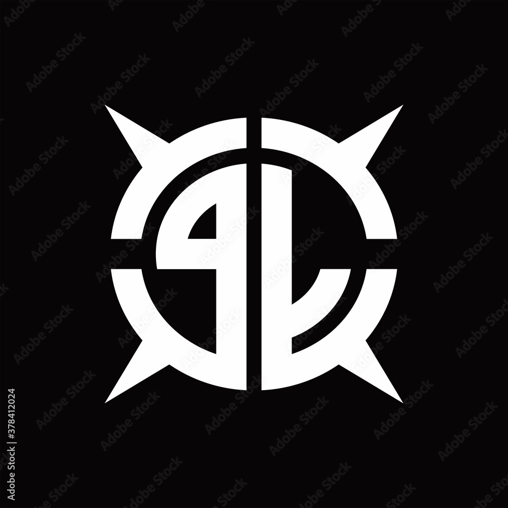 PL Logo monogram with four pieces circle slice design template PL Logo monogram with four pieces circle slice design template
