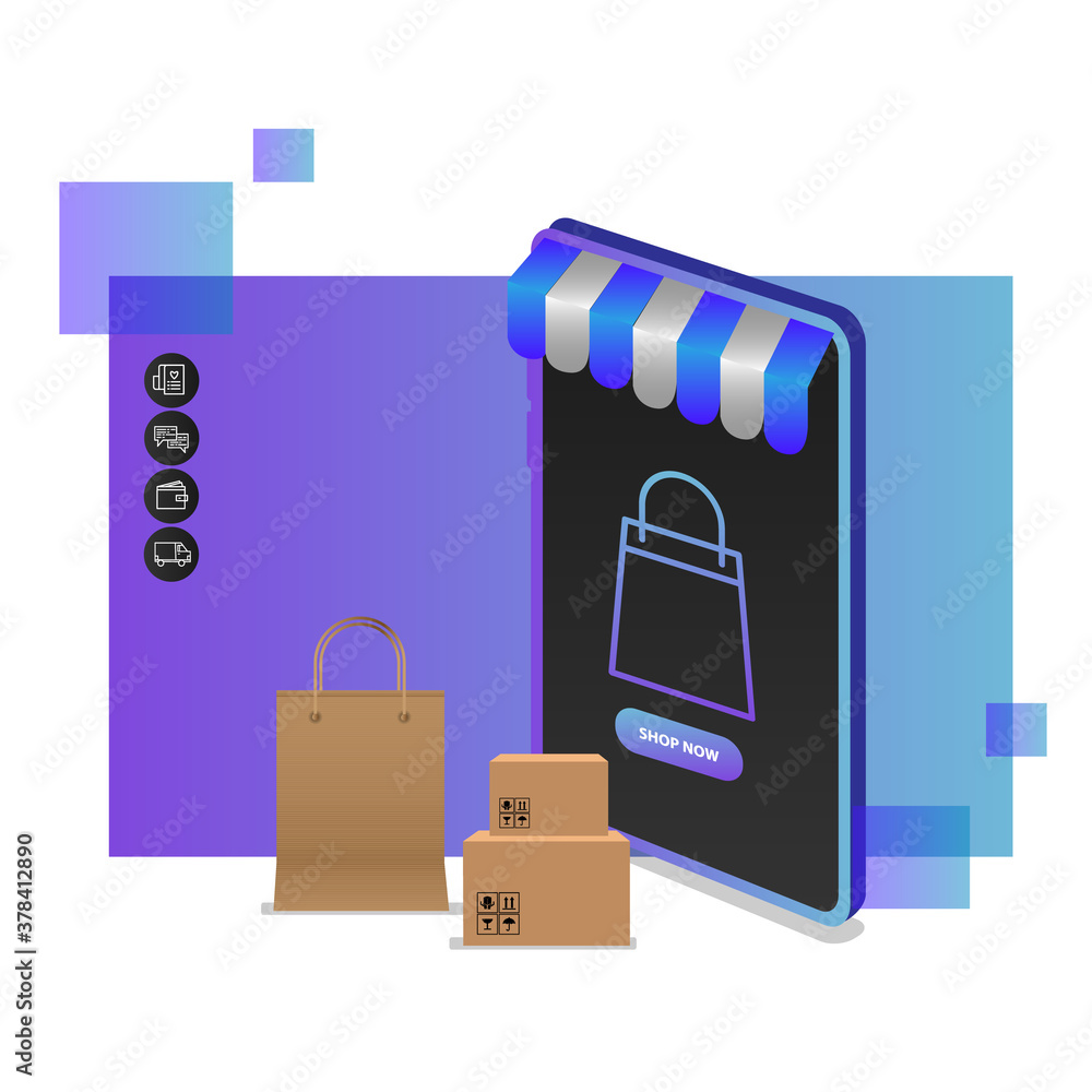 Isometric design mobile shopping or online shopping illustration conceptual Isometric design mobile shopping or online shopping illustration conceptual