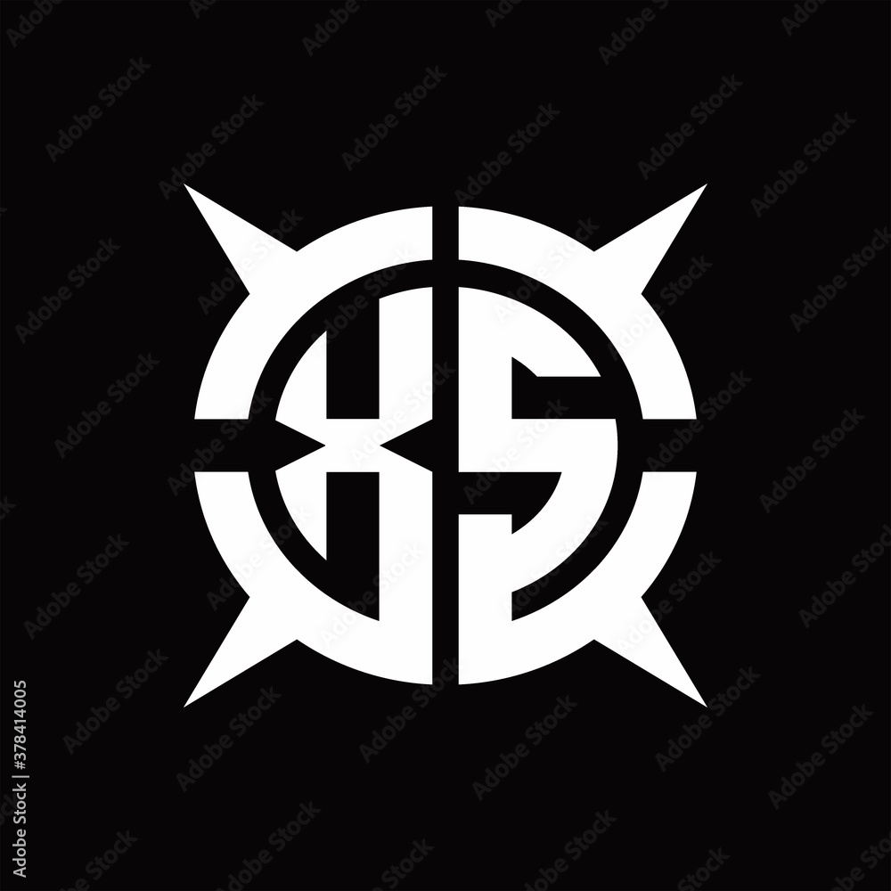 XS Logo monogram with four pieces circle slice design template XS Logo monogram with four pieces circle slice design template