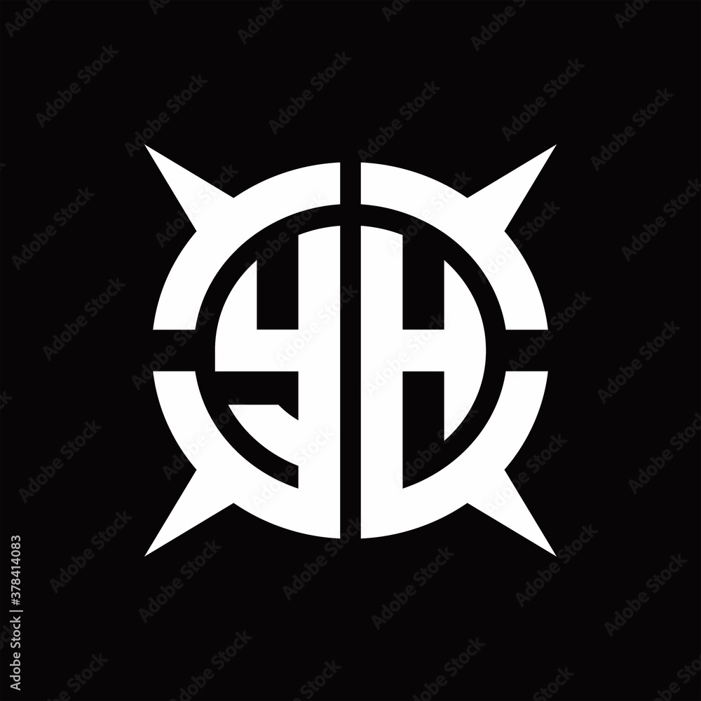 YH Logo monogram with four pieces circle slice design template YH Logo monogram with four pieces circle slice design template
