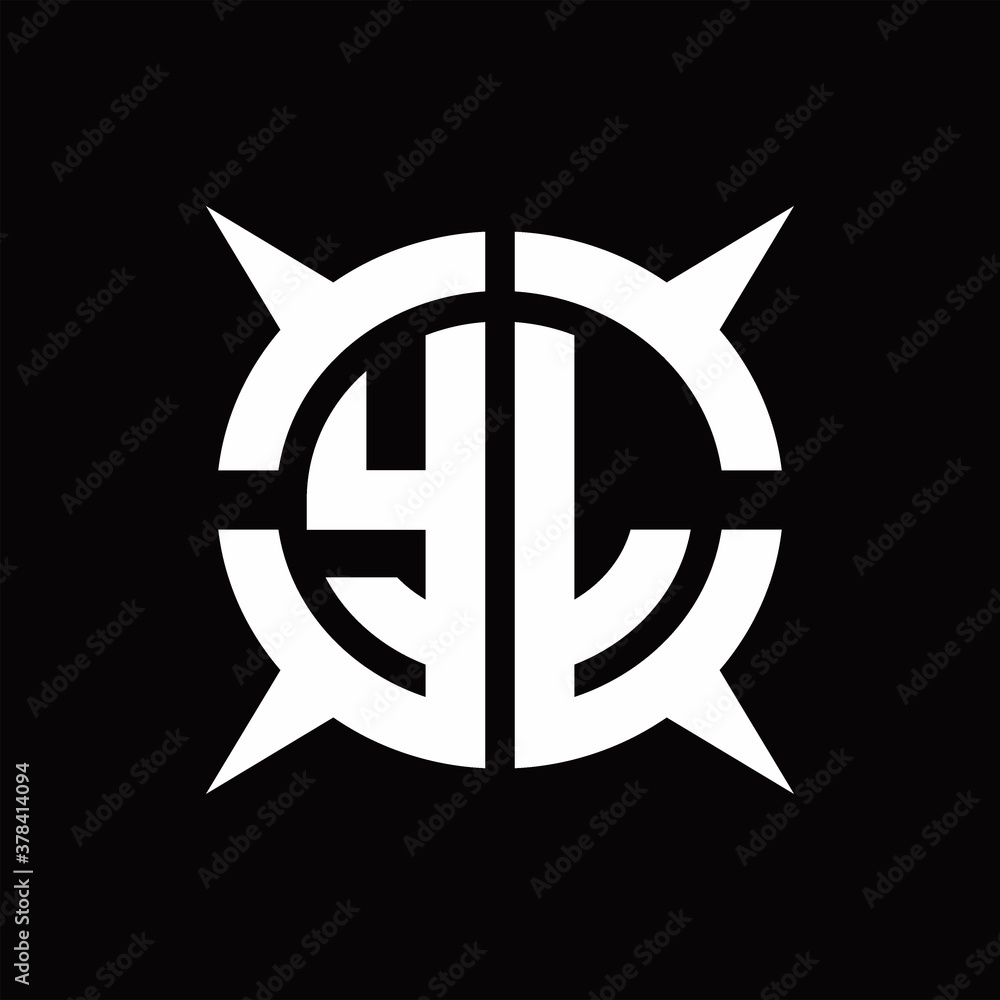 YL Logo monogram with four pieces circle slice design template YL Logo monogram with four pieces circle slice design template