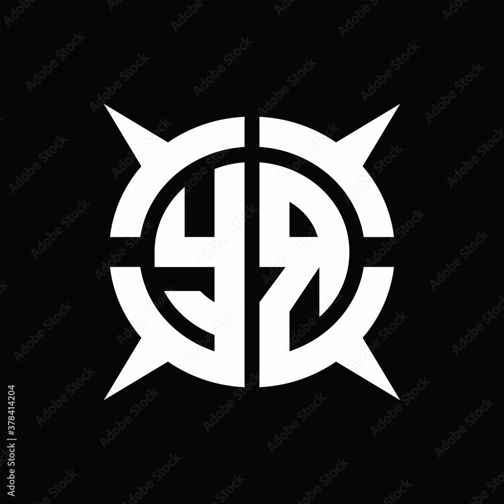 YR Logo monogram with four pieces circle slice design template YR Logo monogram with four pieces circle slice design template