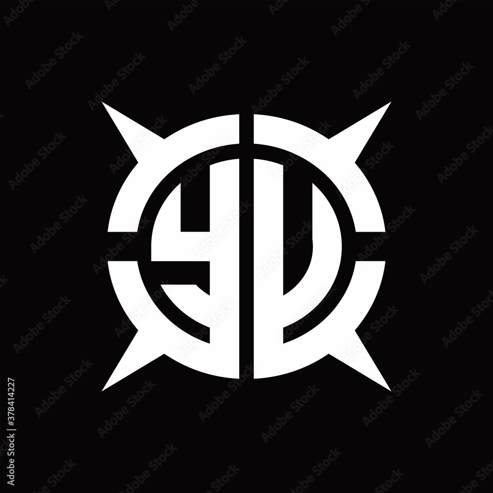 YU Logo monogram with four pieces circle slice design template YU Logo monogram with four pieces circle slice design template