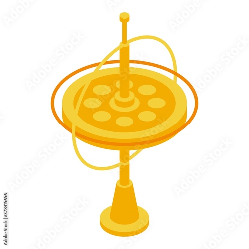 Gold gyroscope icon. Isometric of gold gyroscope vector icon for web design isolated on white background