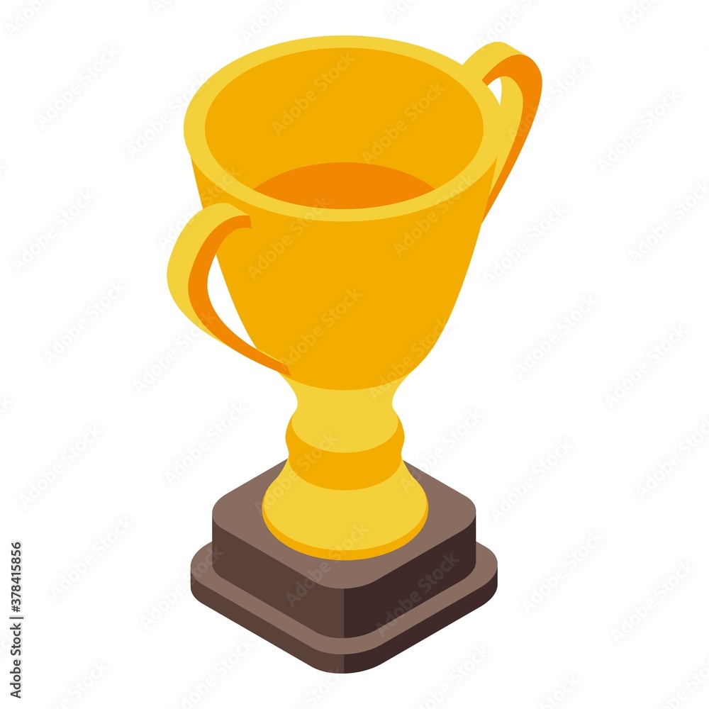 Quality assurance gold cup icon. Isometric of quality assurance gold cup vector icon for web design isolated on white background Quality assurance gold cup icon. Isometric of quality assurance gold cup vector icon for web design isolated on white background