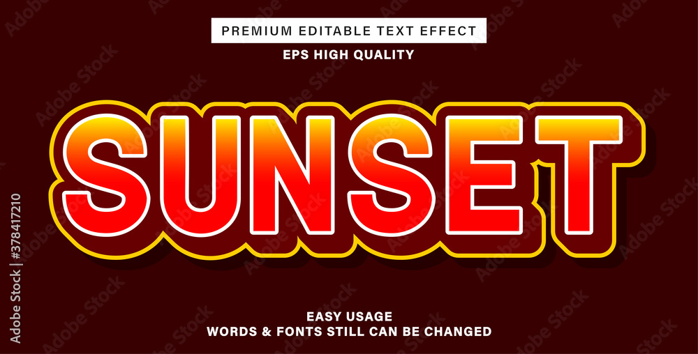 Editable text effect sunset