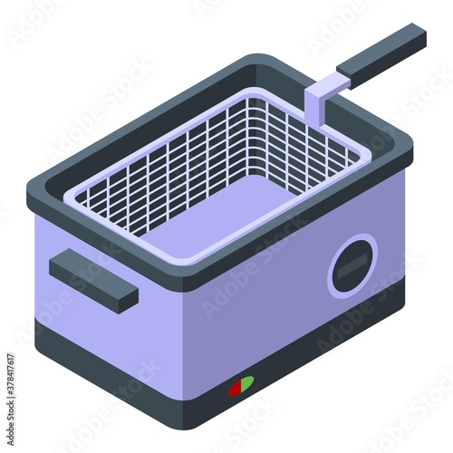 Electric deep fryer icon. Isometric of electric deep fryer vector icon for web design isolated on white background